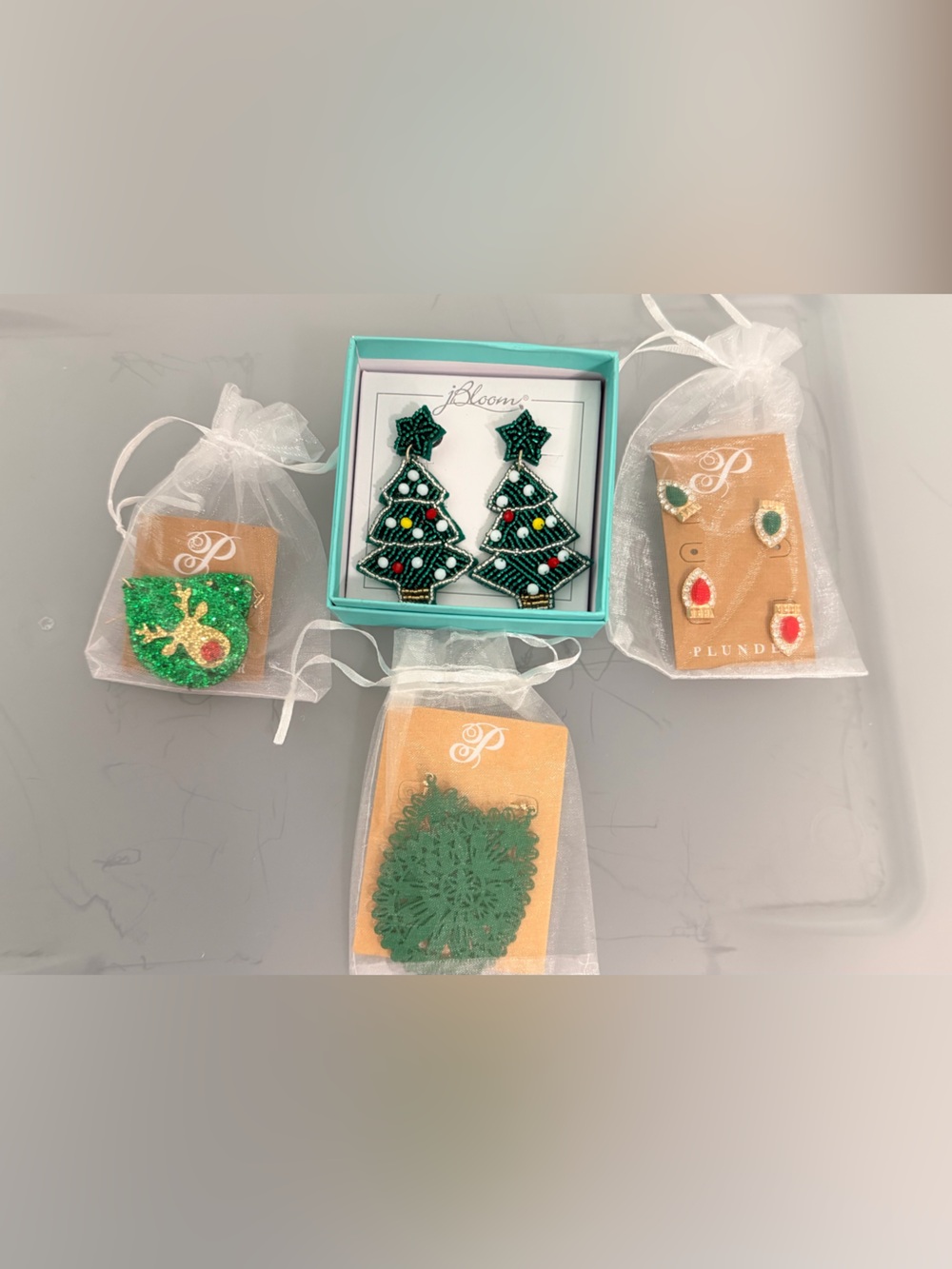 bloom and Plunder Sequin Christmas Tree Dangle Earrings Bundle